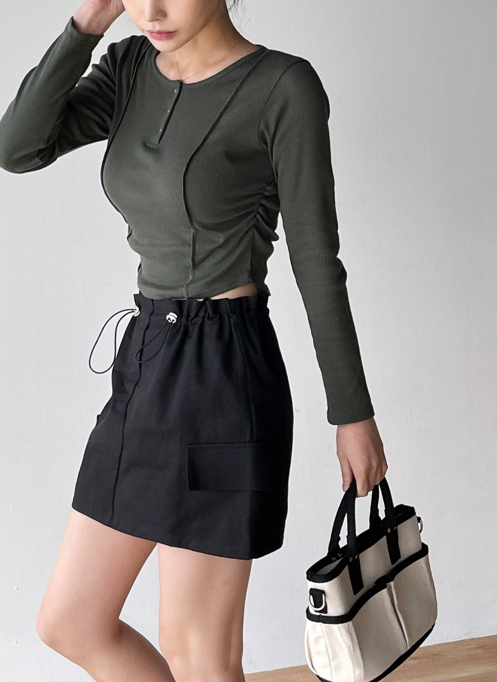 パンツ裏地ドローコードカーゴミニスカート | DHOLIC | 詳細画像18