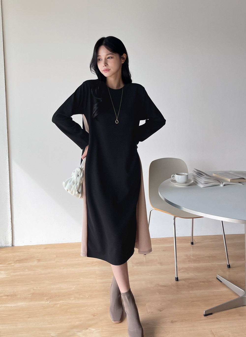 配色リンクルラウンドワンピース | DHOLIC | 詳細画像2