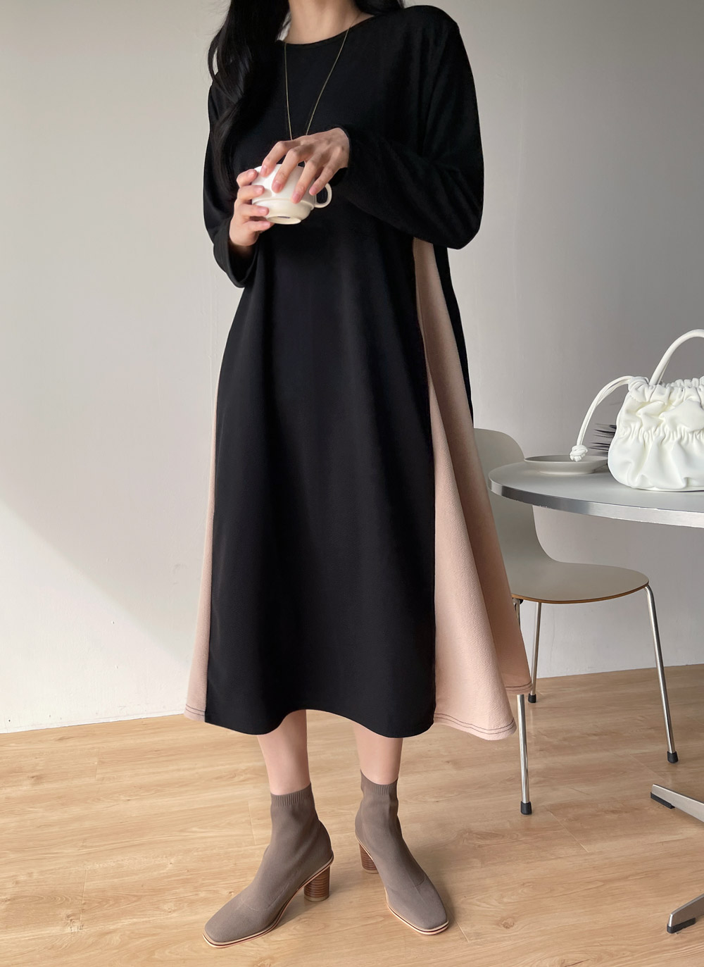 配色リンクルラウンドワンピース | DHOLIC | 詳細画像4