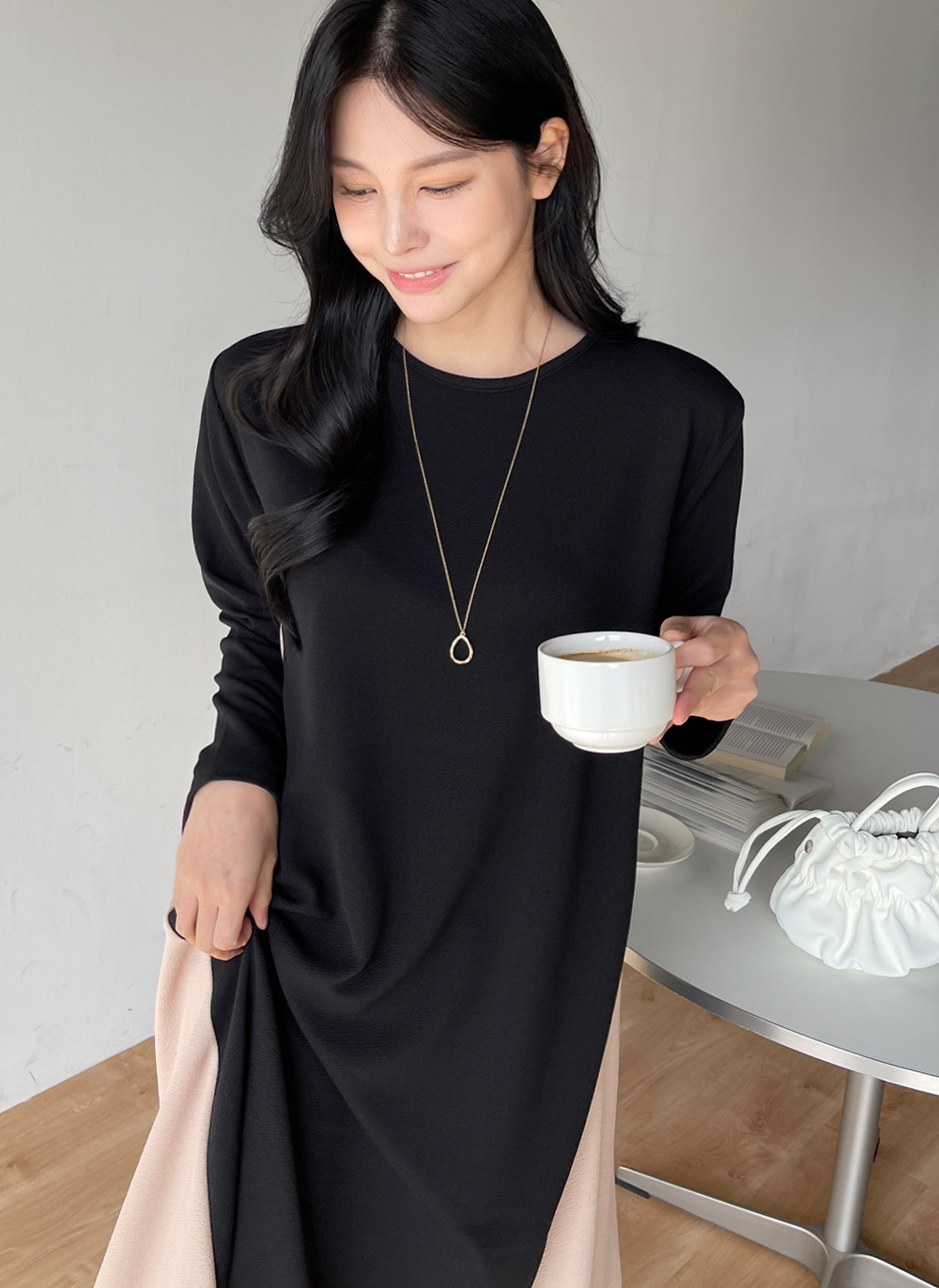 配色リンクルラウンドワンピース | DHOLIC | 詳細画像5