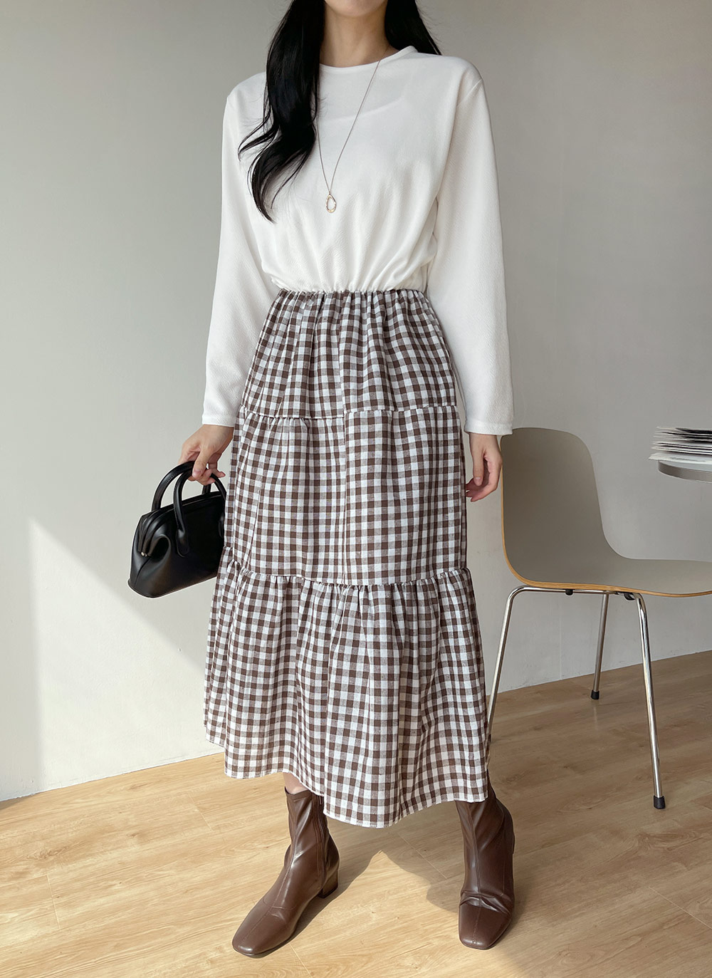ギンガムチェックドッキングワンピース | DHOLIC | 詳細画像2