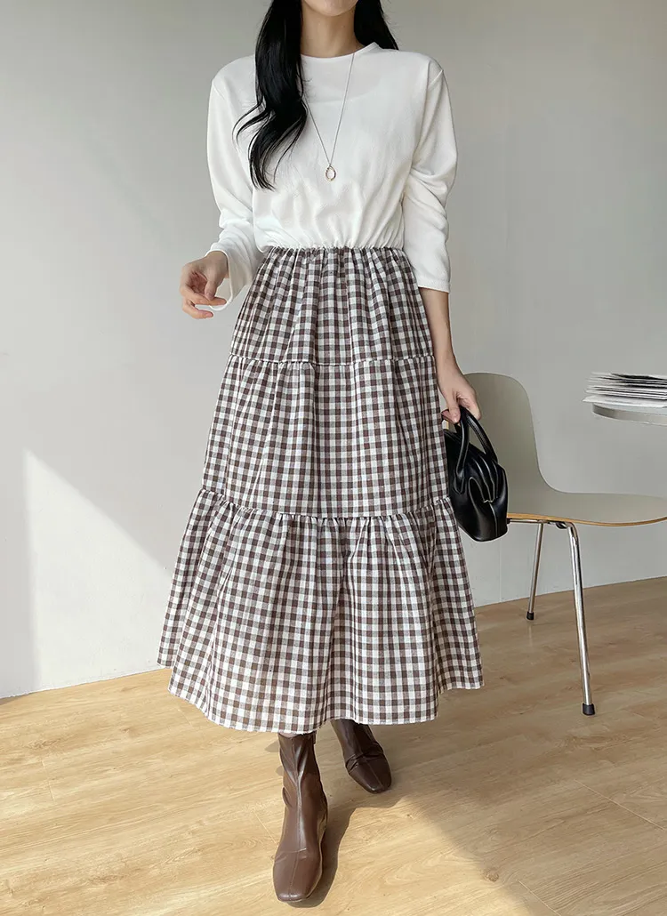 ギンガムチェックドッキングワンピース | DHOLIC | 詳細画像1