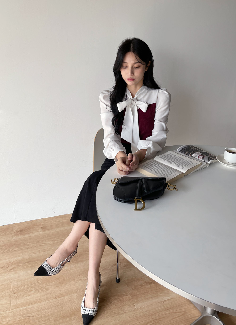 リボンリブ配色パフブラウス | DHOLIC | 詳細画像7