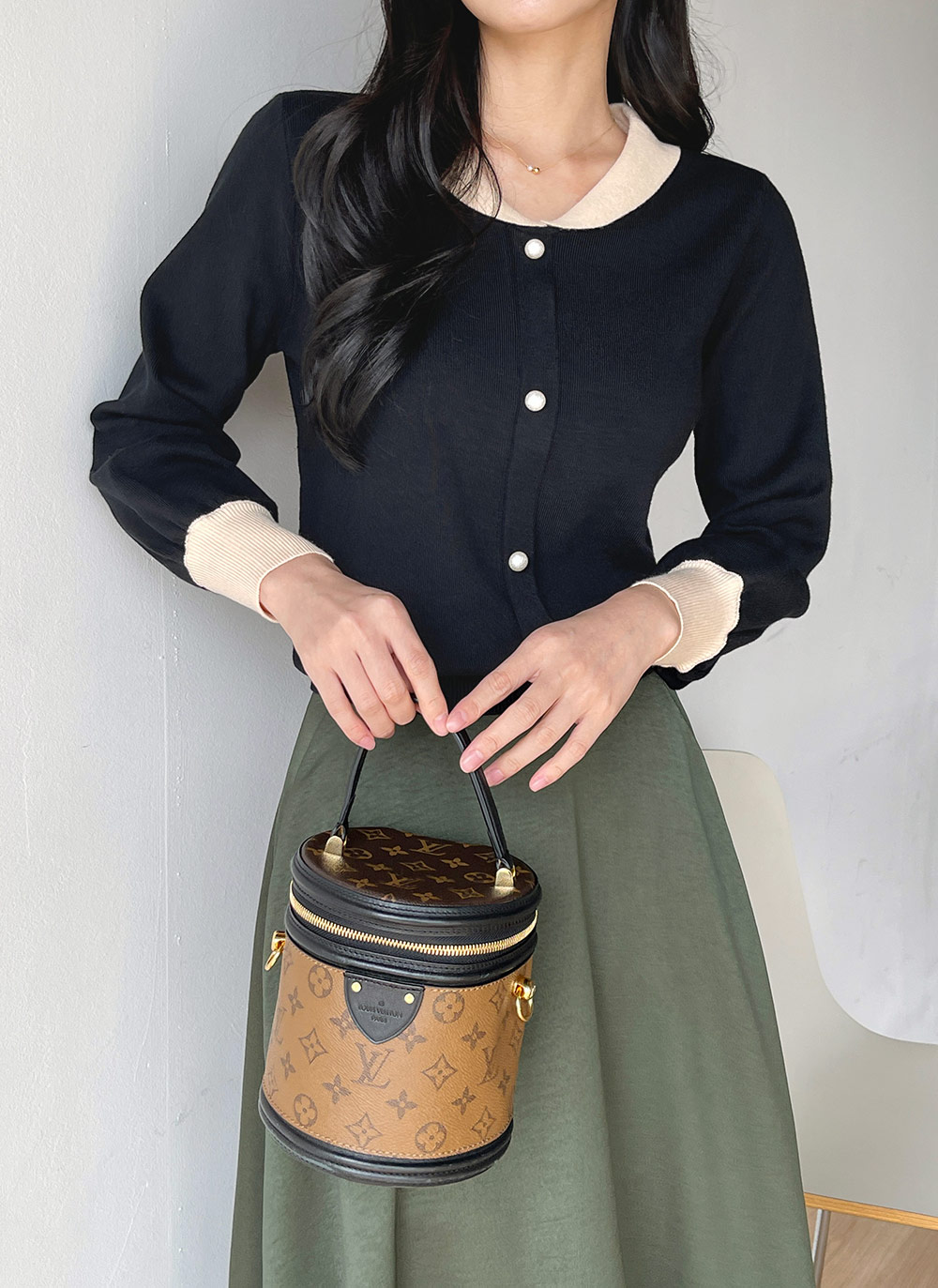 配色ショールカラーフェイクパールニット | DHOLIC | 詳細画像9