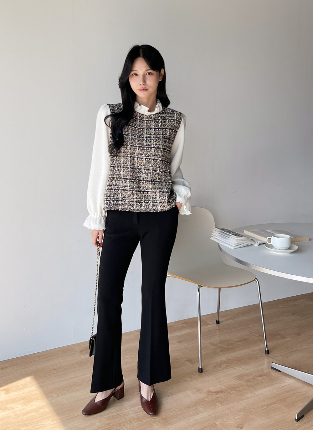 フリルツイードドッキングブラウス | DHOLIC | 詳細画像2