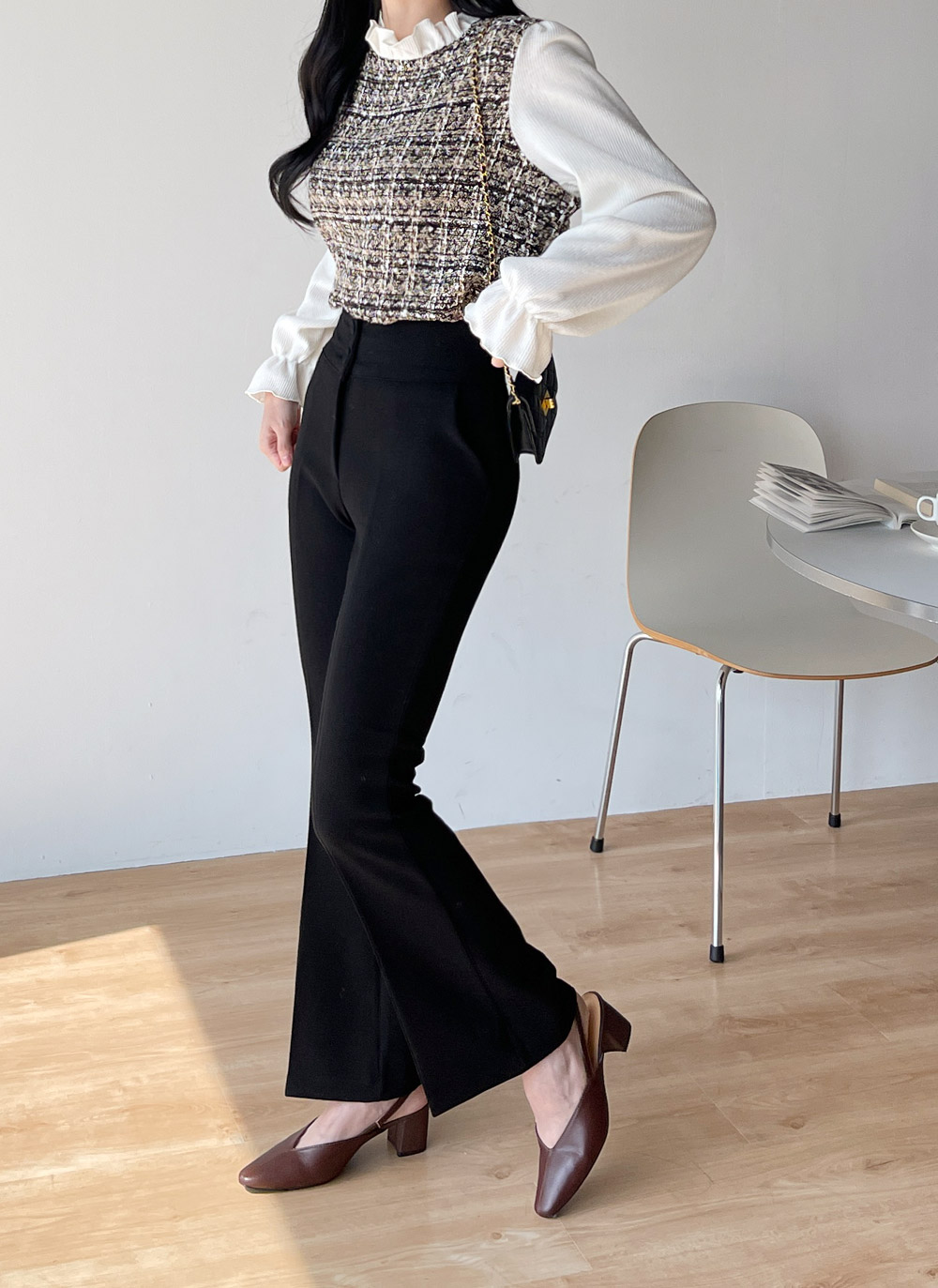 フリルツイードドッキングブラウス | DHOLIC | 詳細画像3