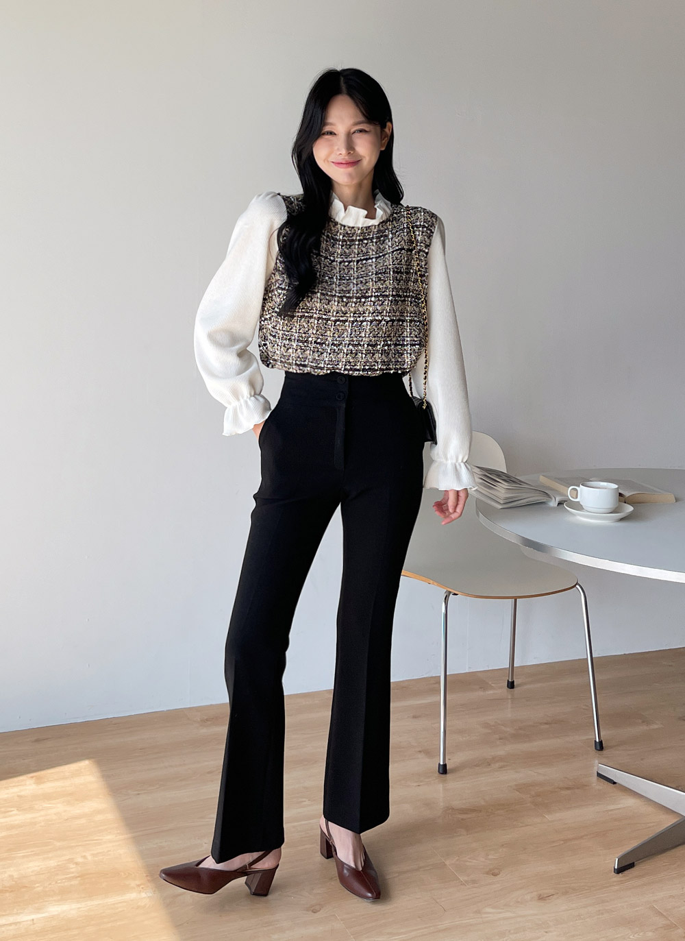 フリルツイードドッキングブラウス | DHOLIC | 詳細画像4