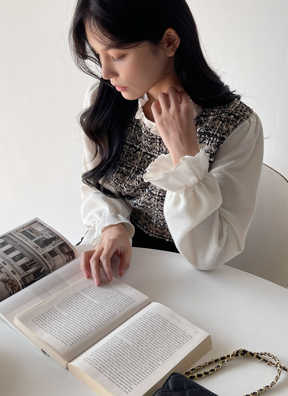 フリルツイードドッキングブラウス | DHOLIC | 詳細画像11