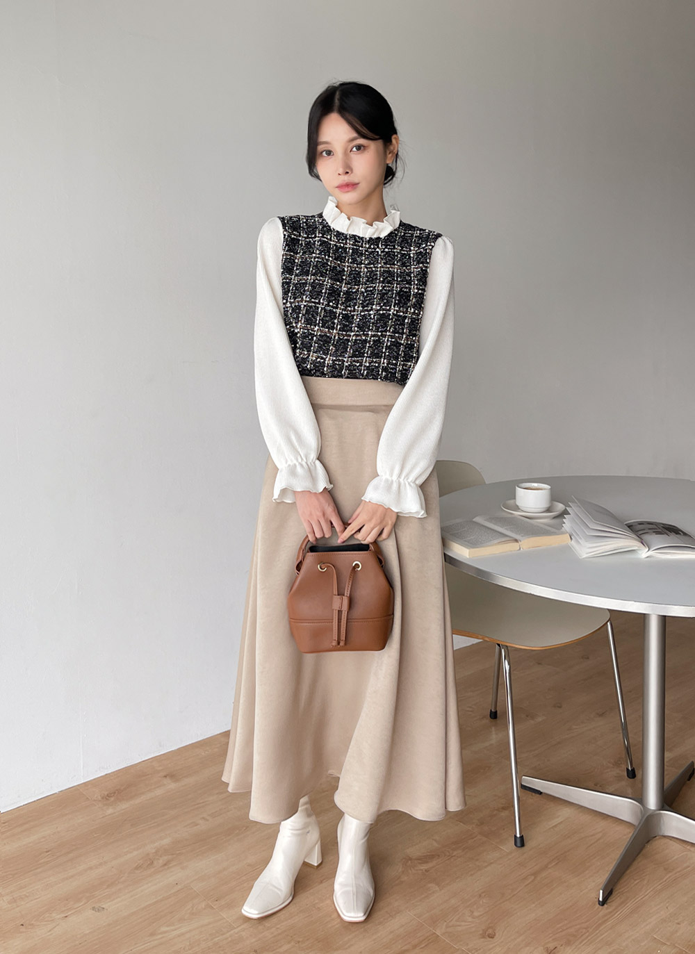 フリルツイードドッキングブラウス | DHOLIC | 詳細画像15