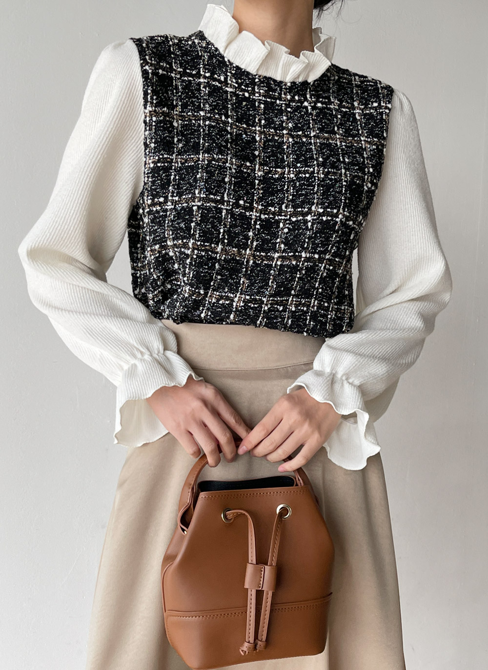 フリルツイードドッキングブラウス | DHOLIC | 詳細画像17