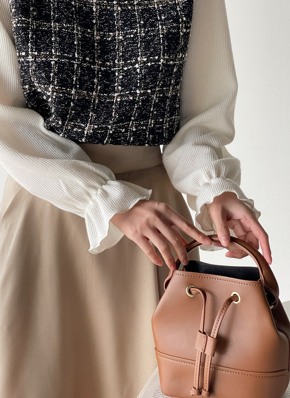 フリルツイードドッキングブラウス | DHOLIC | 詳細画像18