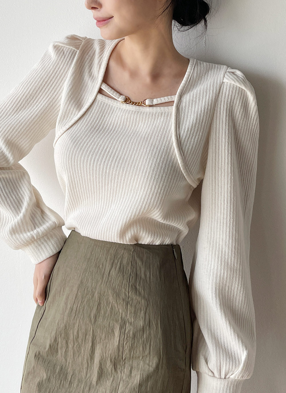 ビットストラップボレロレイヤード調Tシャツ | DHOLIC | 詳細画像5