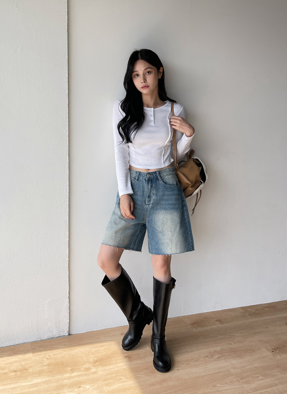 シャーリングヘンリーネックTシャツ | DHOLIC | 詳細画像4