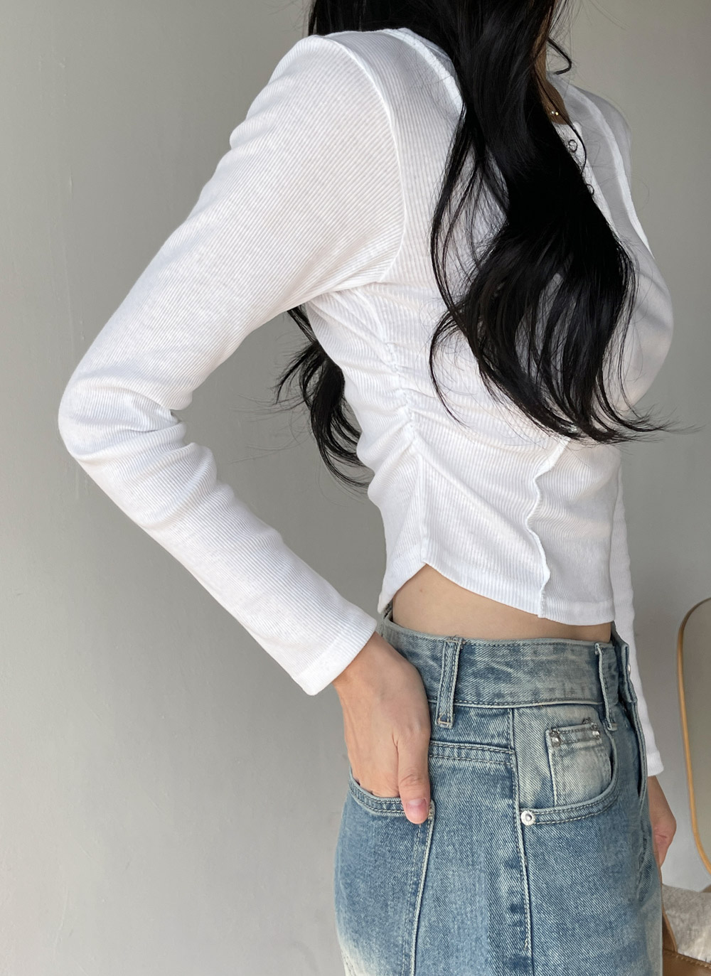 シャーリングヘンリーネックTシャツ | DHOLIC | 詳細画像7