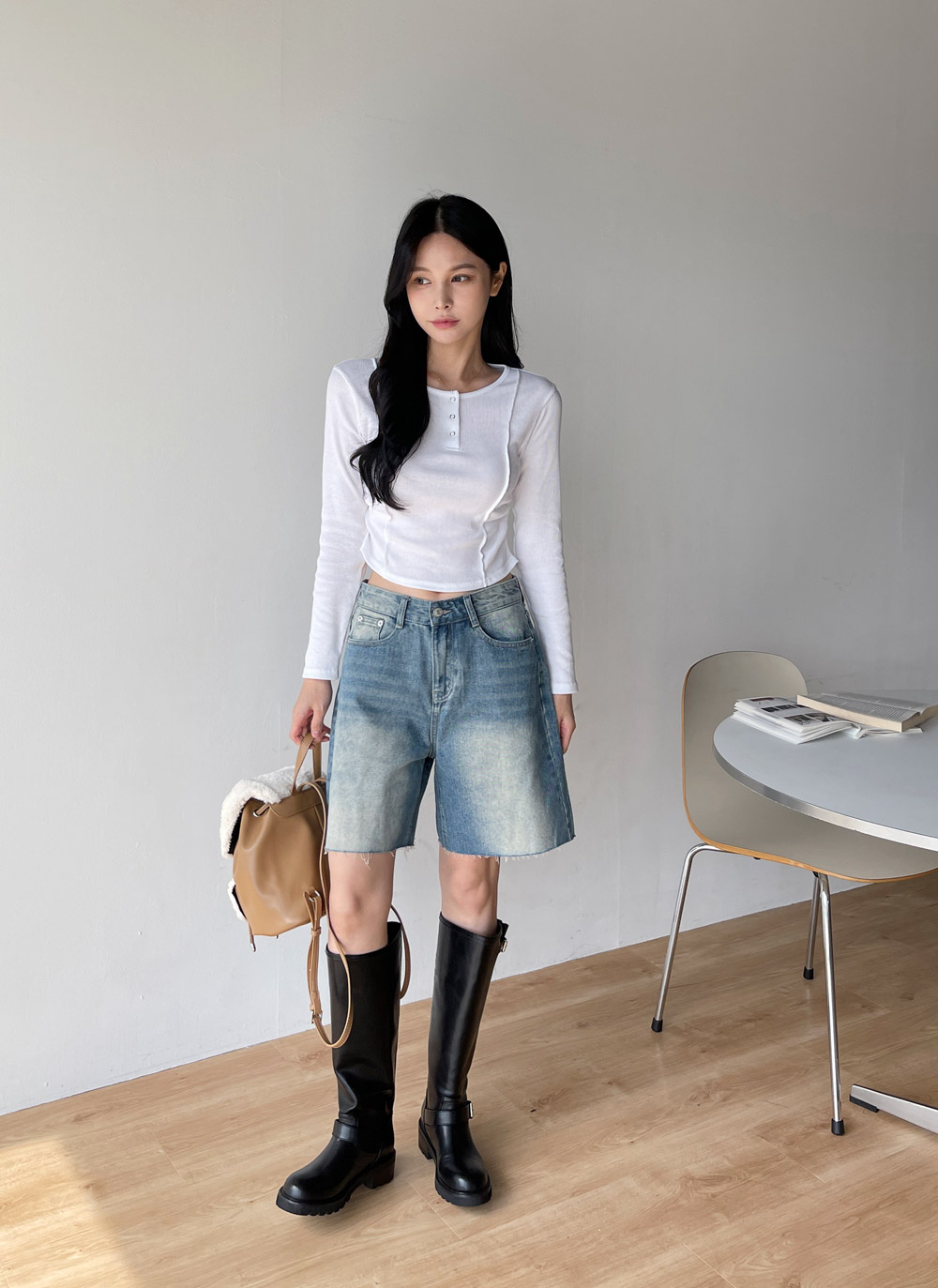 シャーリングヘンリーネックTシャツ | DHOLIC | 詳細画像8