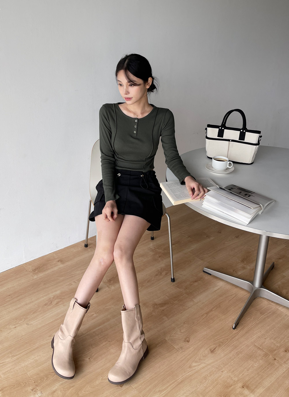 シャーリングヘンリーネックTシャツ | DHOLIC | 詳細画像14