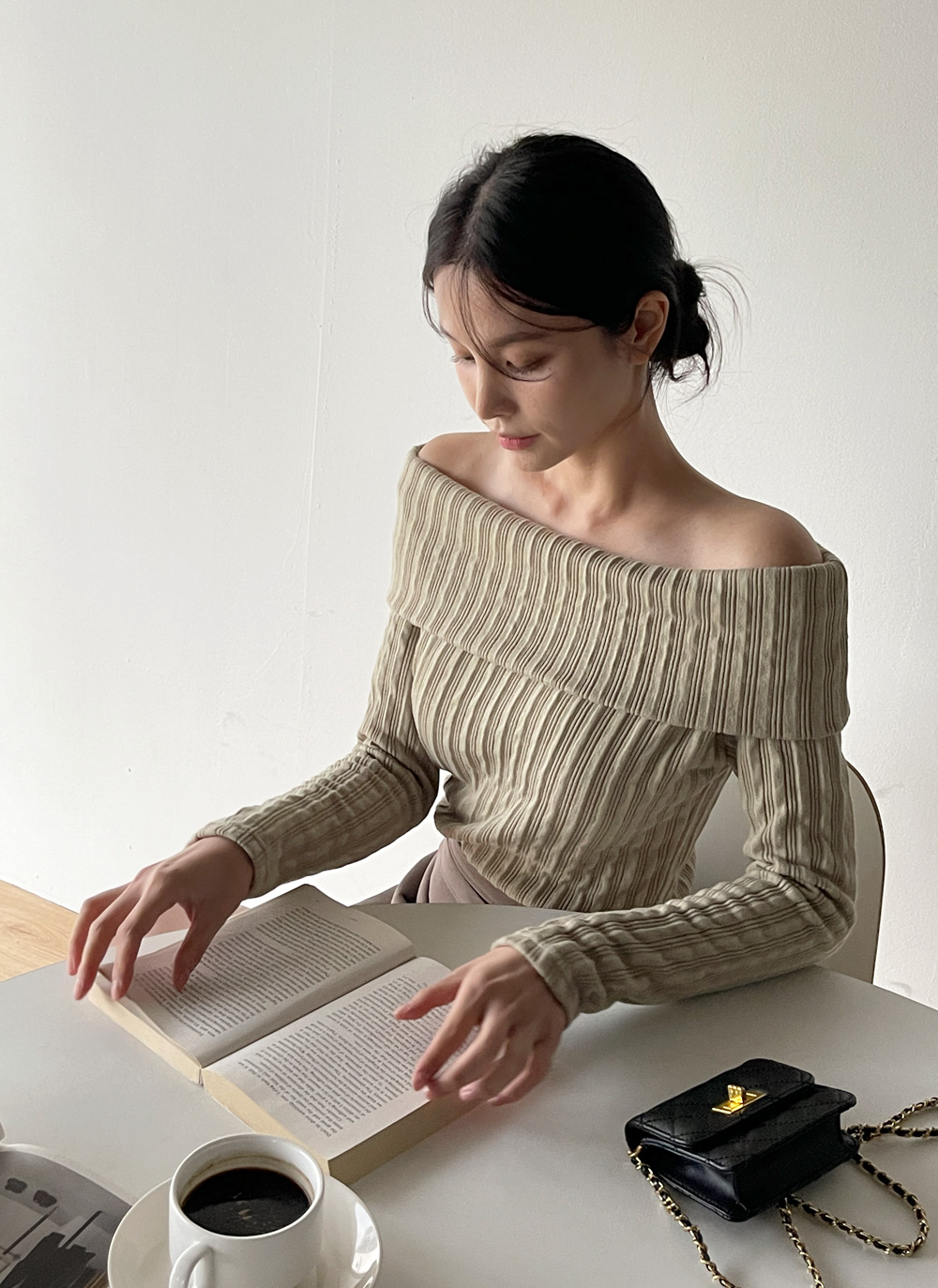 リブオフショルクロップドTシャツ | DHOLIC | 詳細画像3