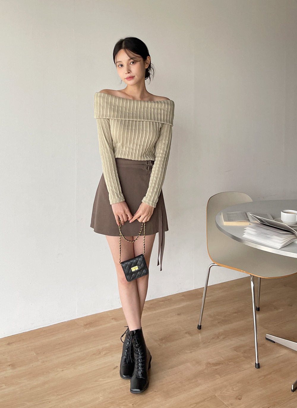 リブオフショルクロップドTシャツ | DHOLIC | 詳細画像5