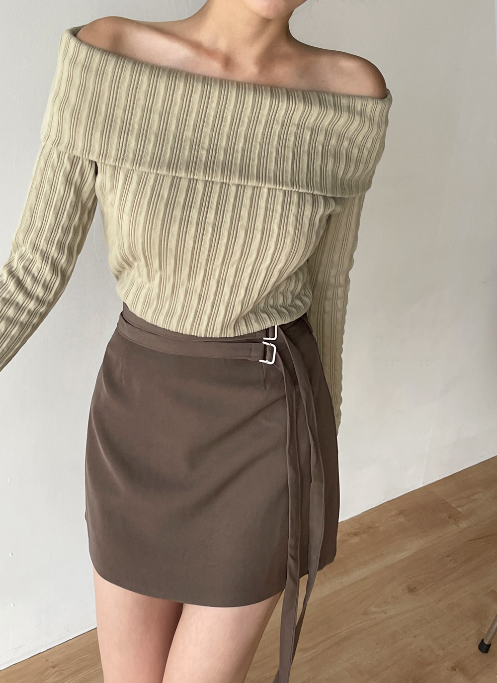 リブオフショルクロップドTシャツ | DHOLIC | 詳細画像7