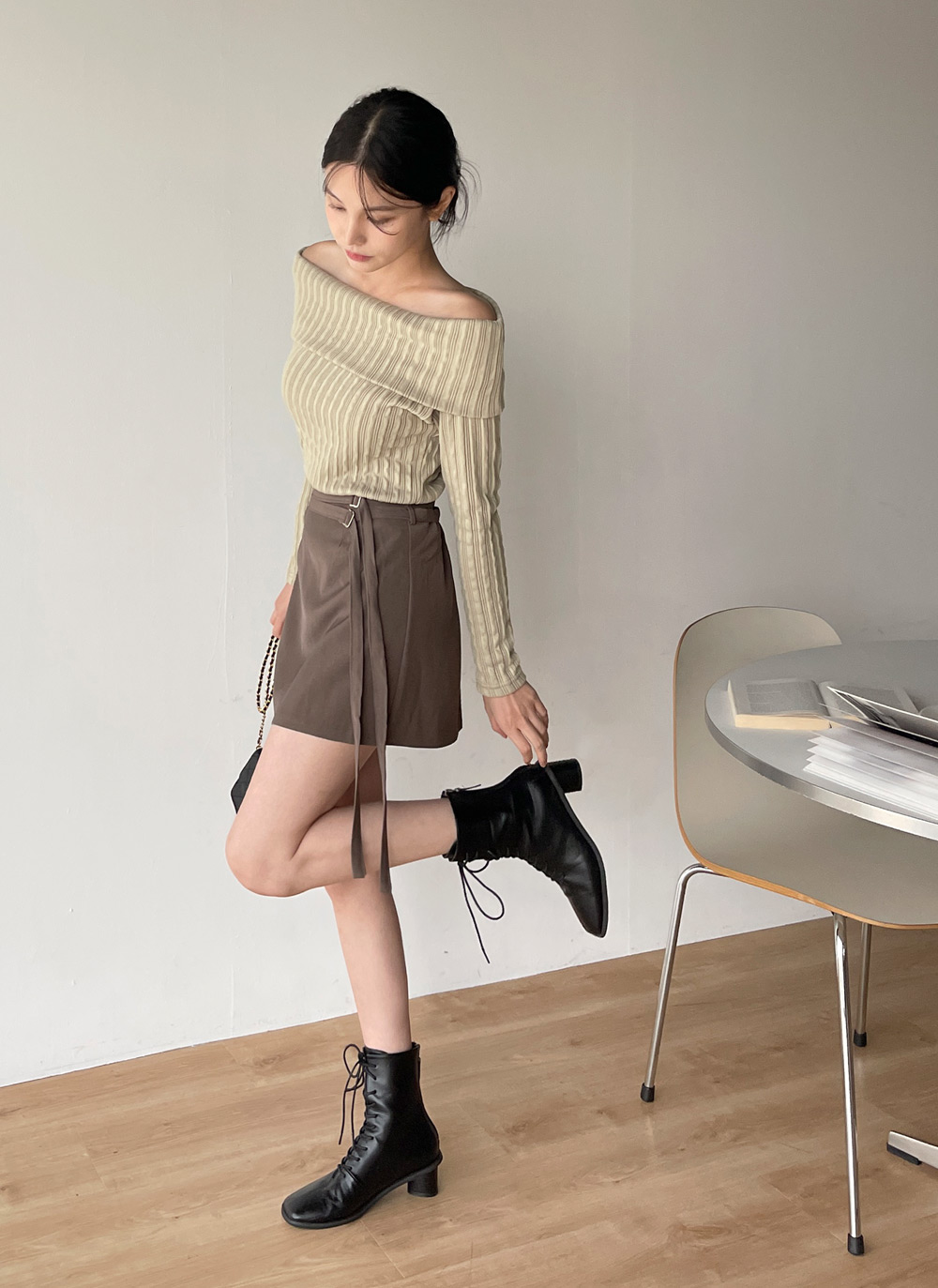 リブオフショルクロップドTシャツ | DHOLIC | 詳細画像9