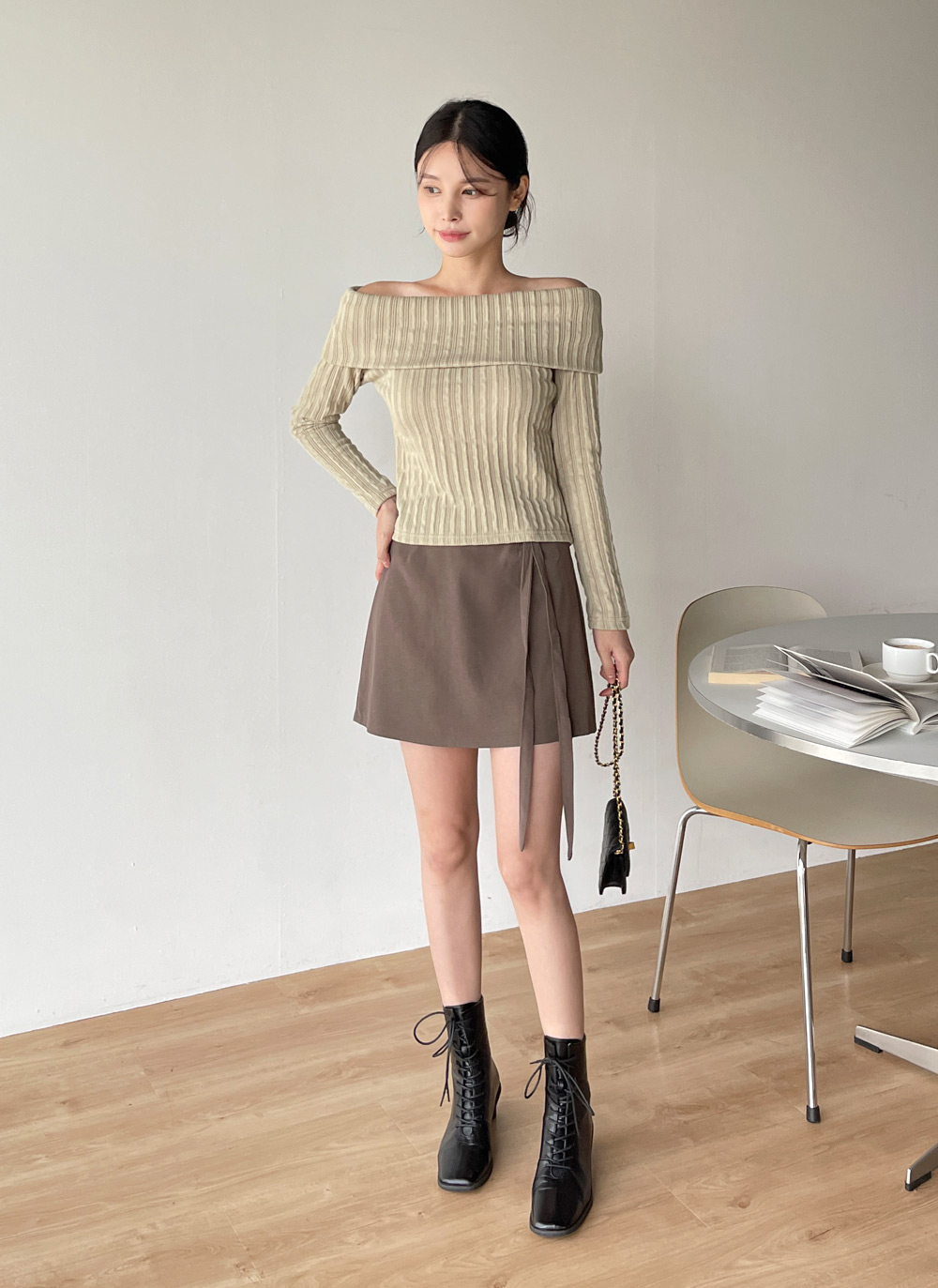 リブオフショルクロップドTシャツ | DHOLIC | 詳細画像13