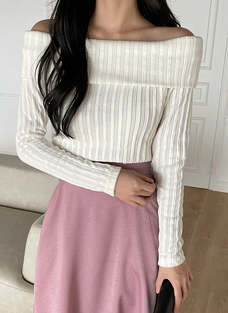 リブオフショルクロップドTシャツ | DHOLIC | 詳細画像1