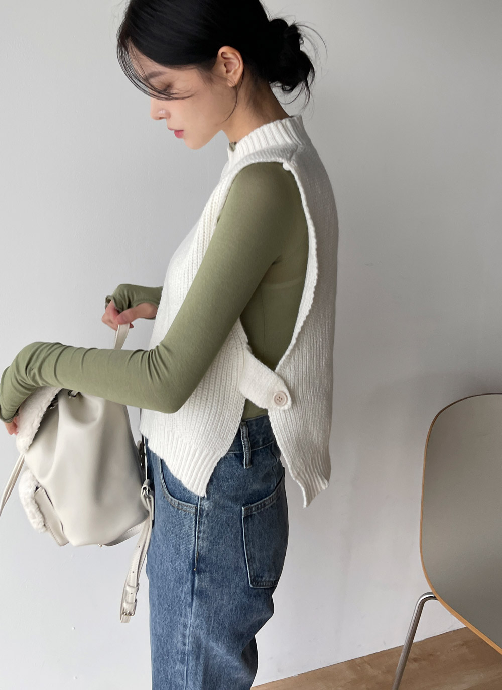 サイドボタンハーフネックベスト | DHOLIC | 詳細画像15