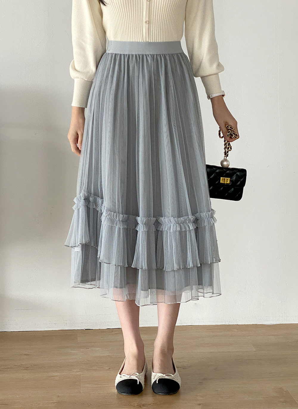 フリルプリーツチュールスカート | DHOLIC | 詳細画像3