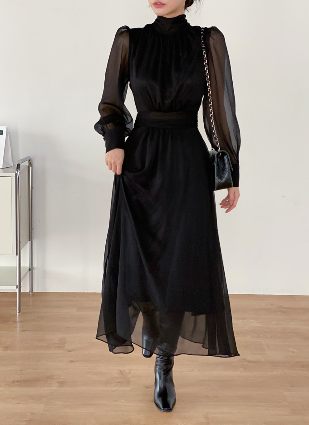 バックリボンシアーパフワンピース | レディースファッション通販 - DHOLIC