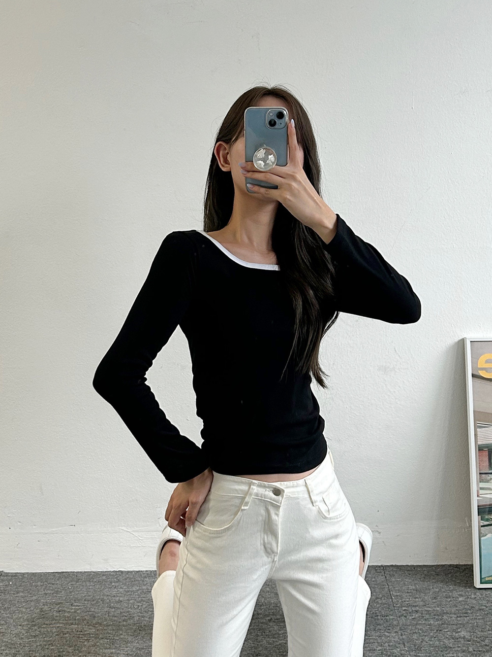 配色スクエア長袖Tシャツ | 詳細画像2