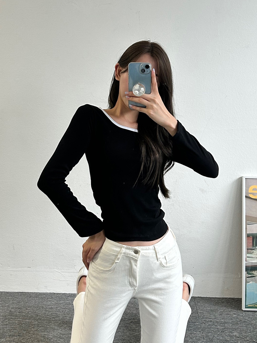 配色スクエア長袖Tシャツ | 詳細画像3