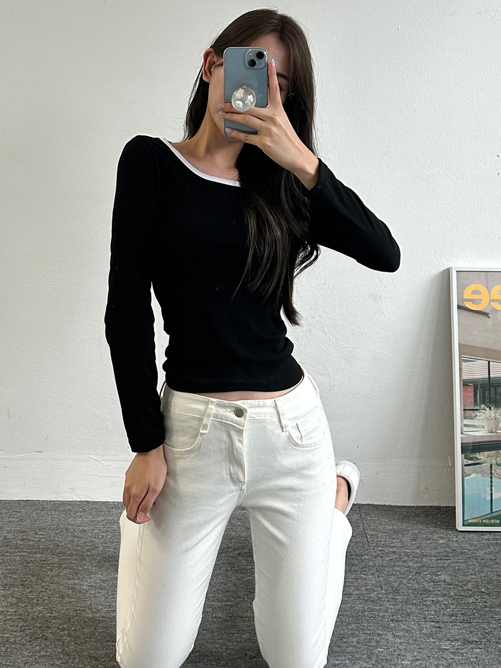 配色スクエア長袖Tシャツ | 詳細画像4