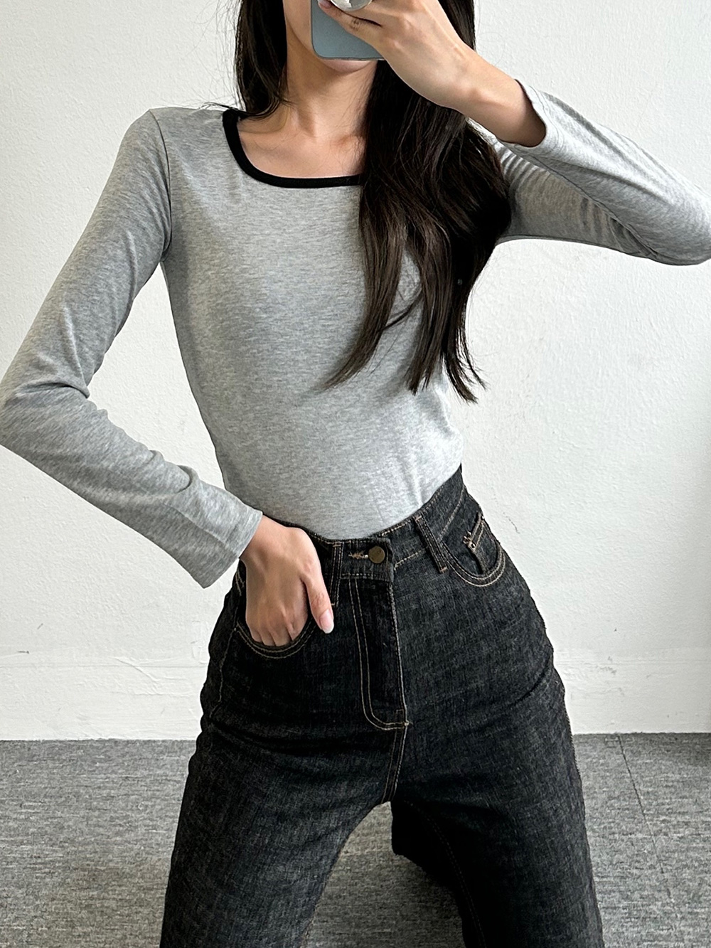 配色スクエア長袖Tシャツ | 詳細画像10