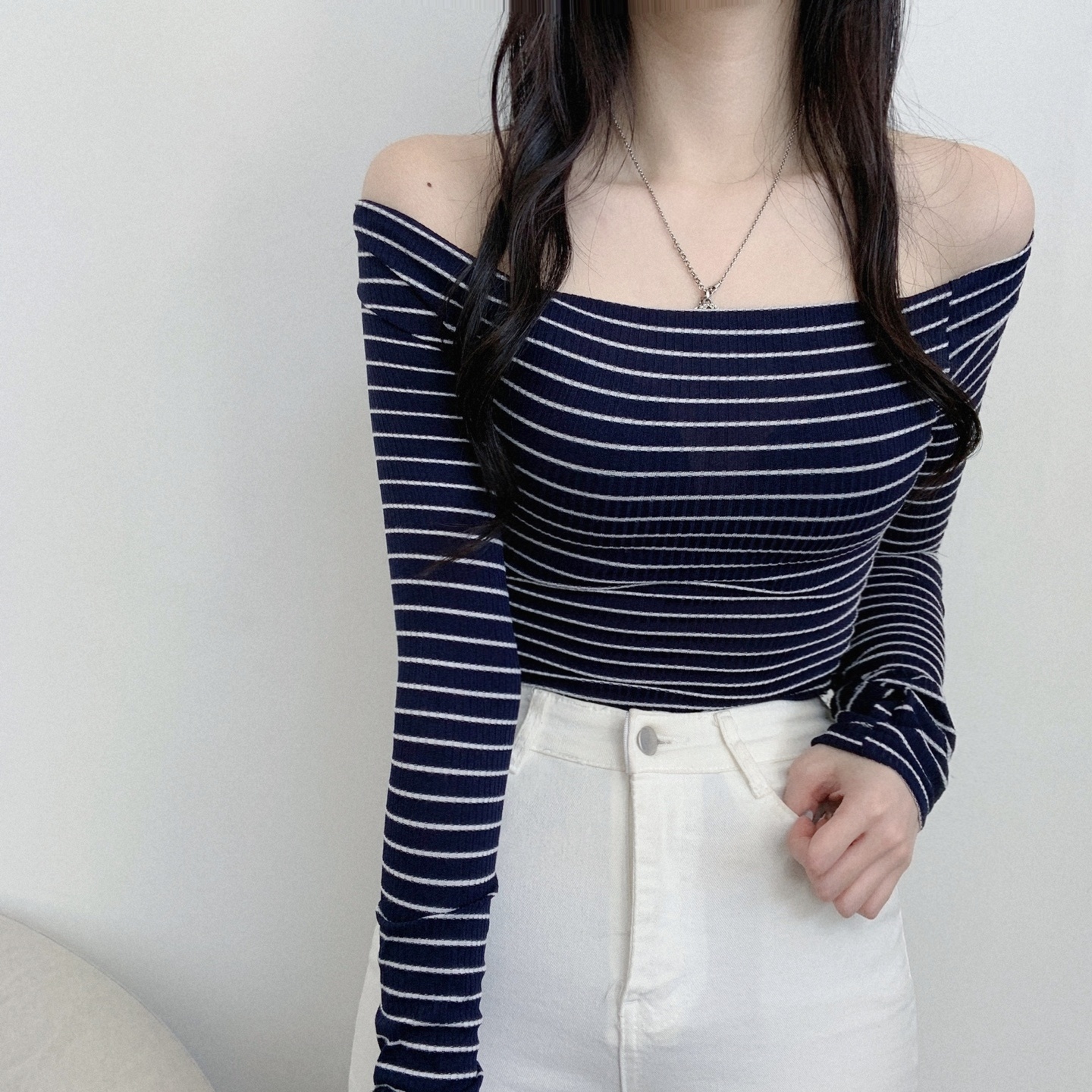 リブボーダーオフショルTシャツ | 詳細画像9