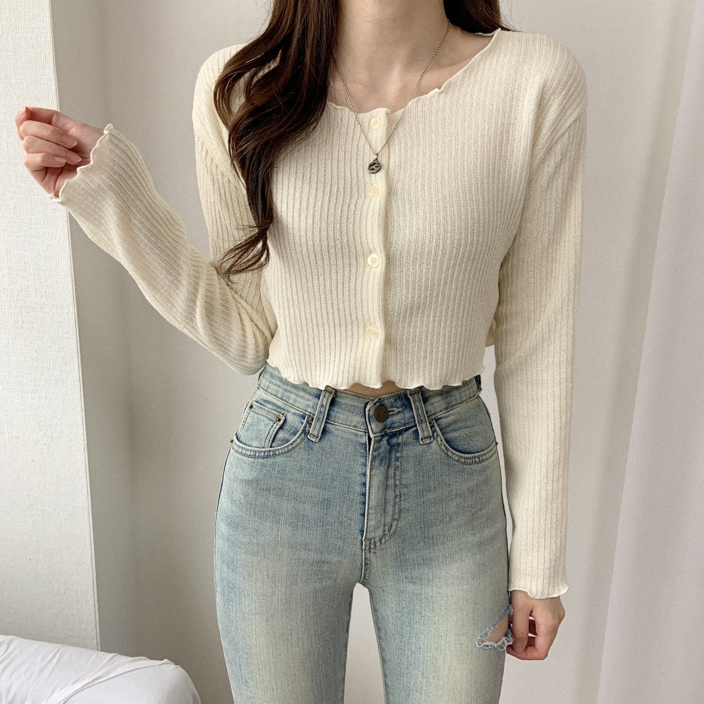 メロウクロップドリブカーディガン | 詳細画像4