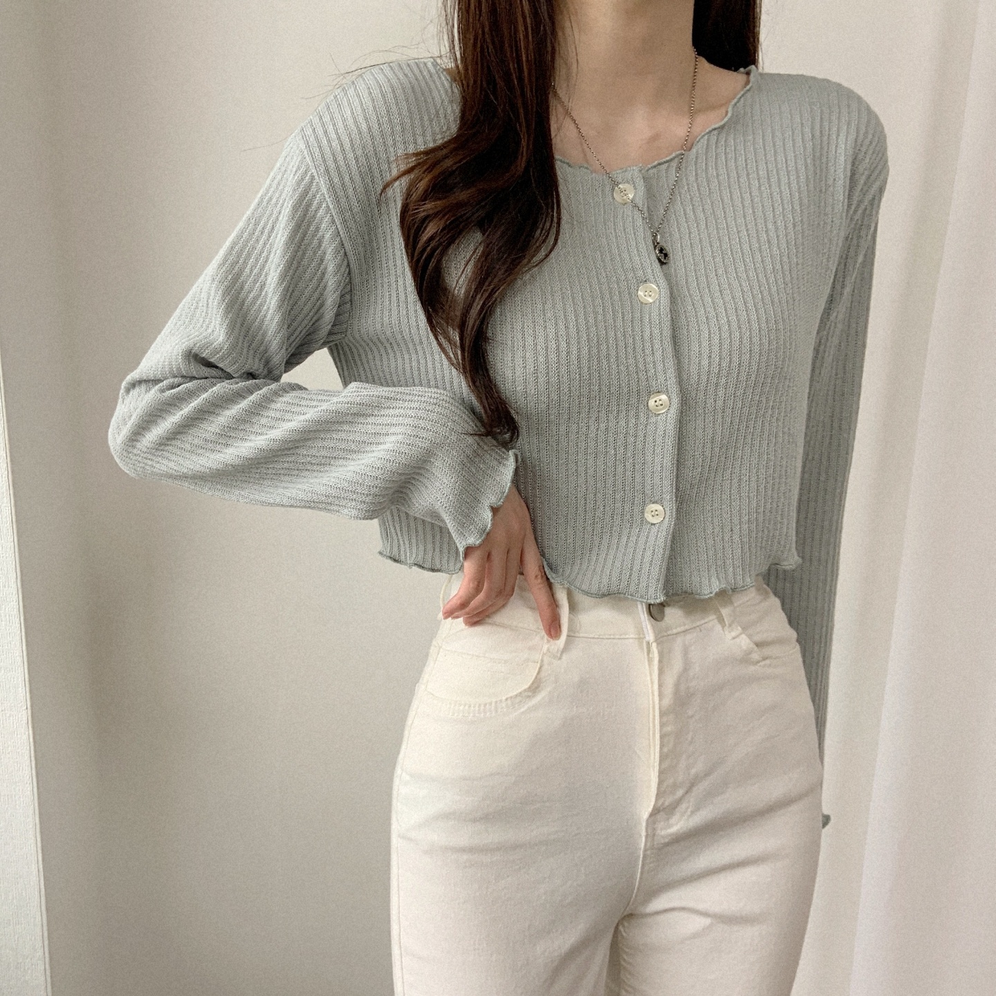 メロウクロップドリブカーディガン | 詳細画像6