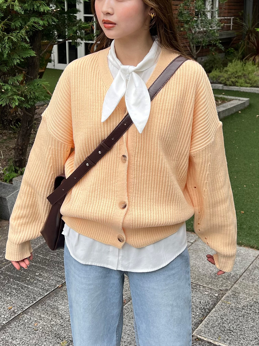 ウール混シンプルVネックカーディガン | 詳細画像5