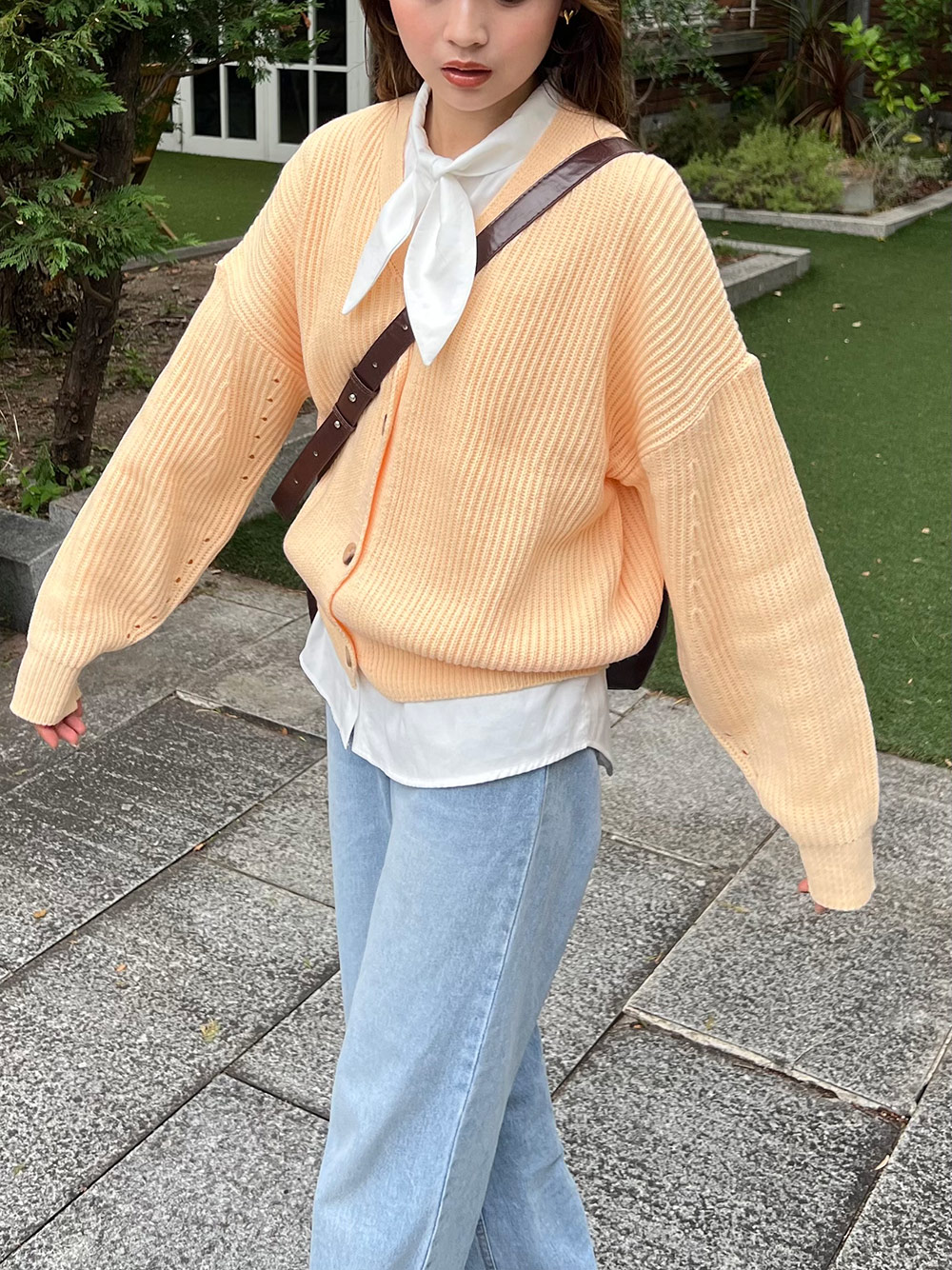 ウール混シンプルVネックカーディガン | 詳細画像7