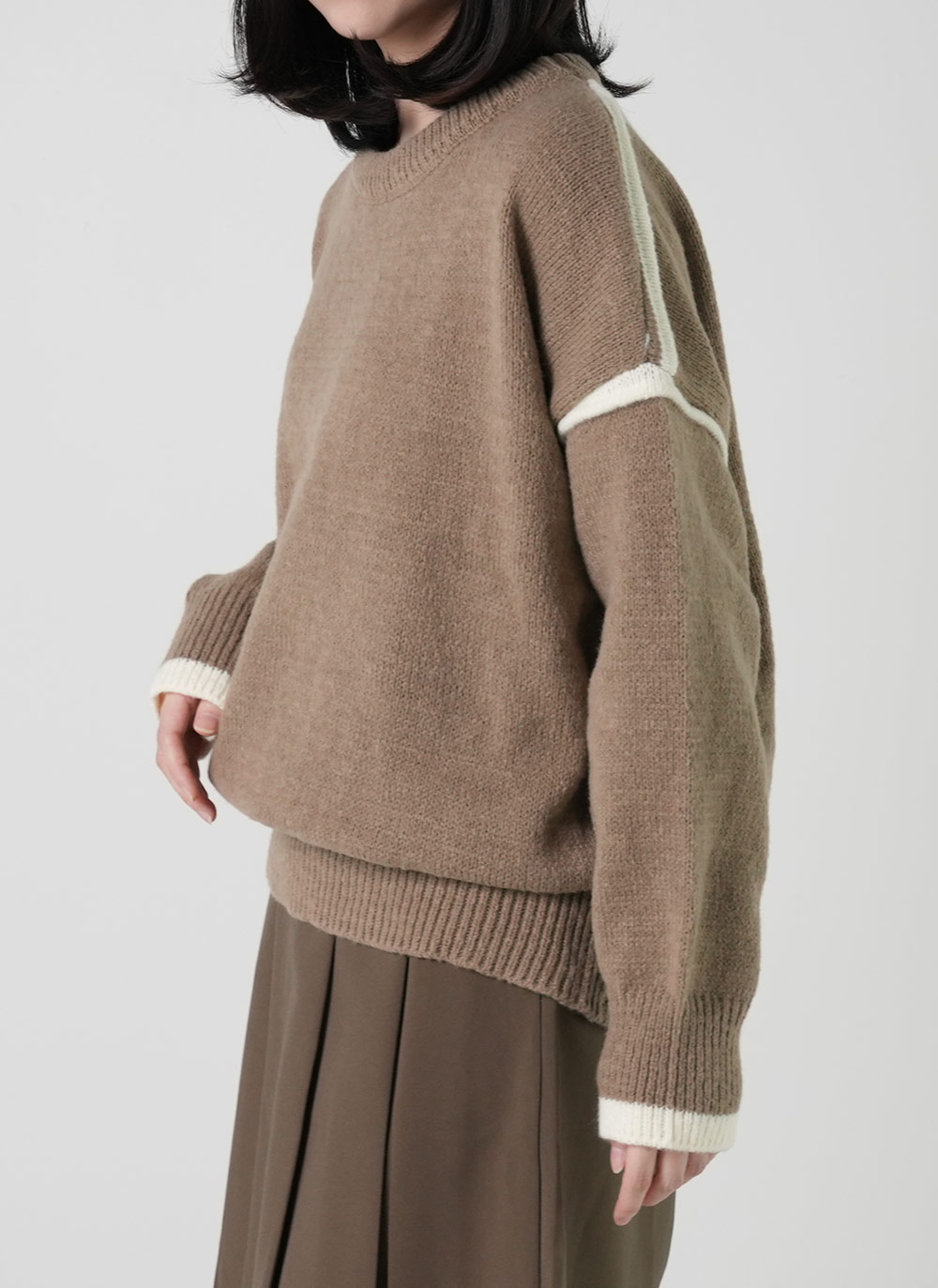 配色ラウンドルーズニット | DHOLIC | 詳細画像4