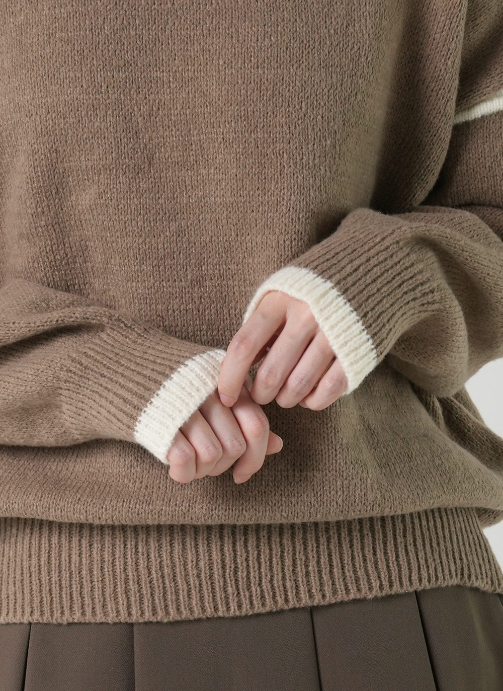 配色ラウンドルーズニット | DHOLIC | 詳細画像8