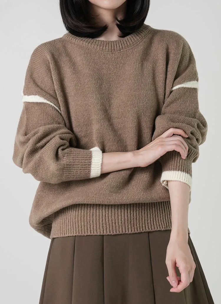 配色ラウンドルーズニット | DHOLIC | 詳細画像1