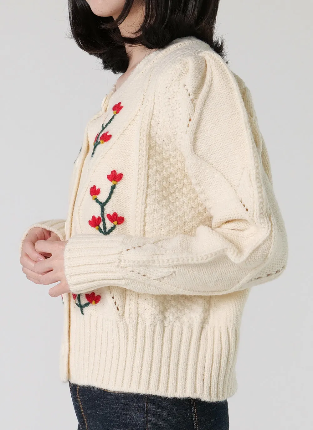 花柄刺繍ニットカーディガン | レディースファッション通販 - DHOLIC 