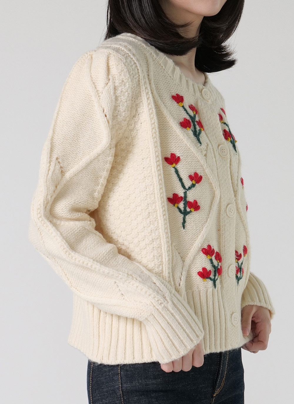 花柄刺繍ニットカーディガン | レディースファッション通販 - DHOLIC