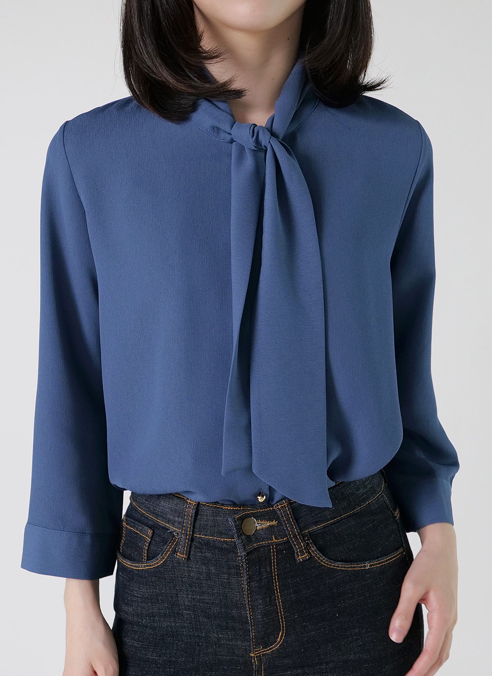 ネックリボンゴールドボタンブラウス | DHOLIC | 詳細画像3