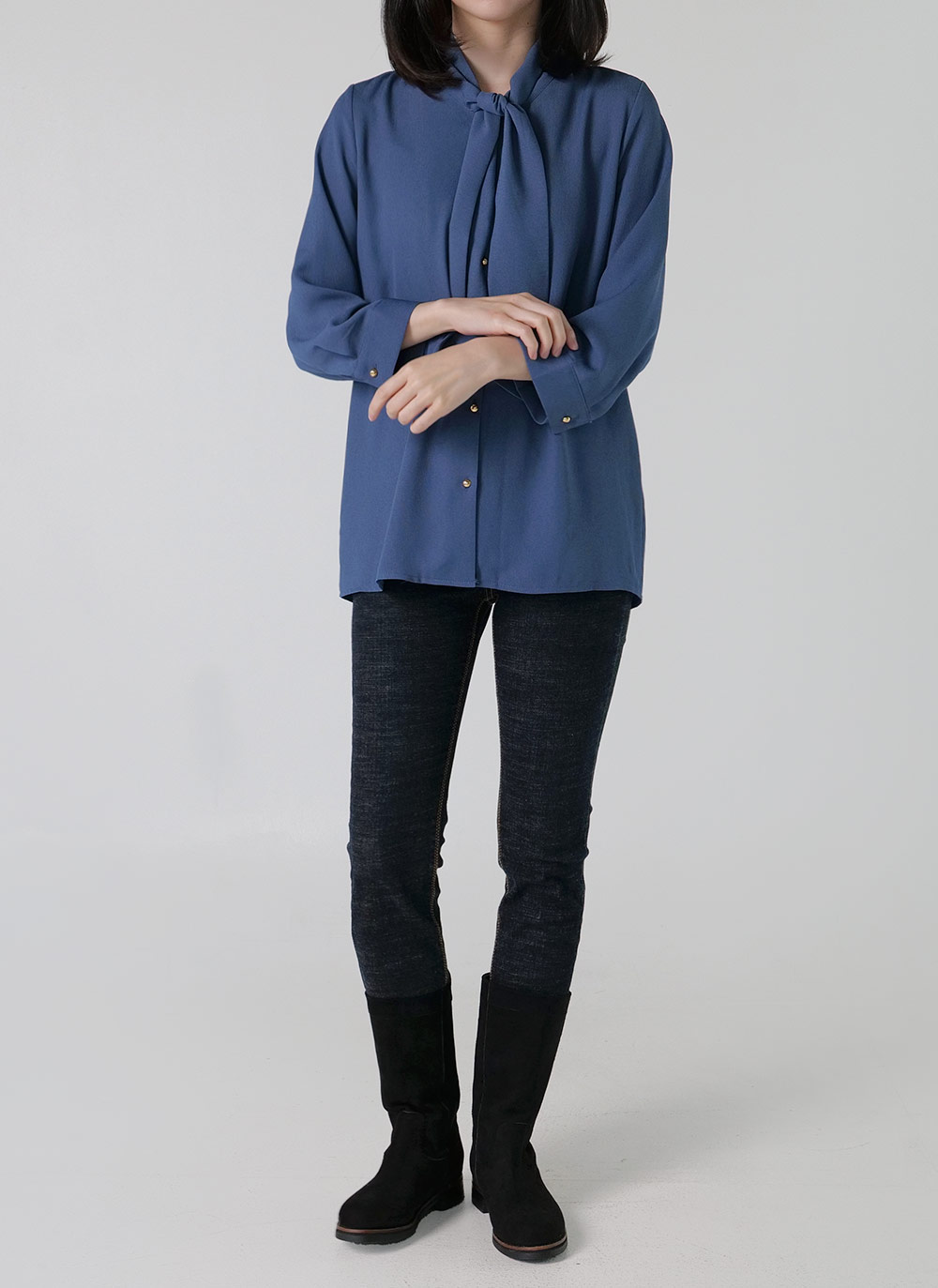 ネックリボンゴールドボタンブラウス | DHOLIC | 詳細画像9