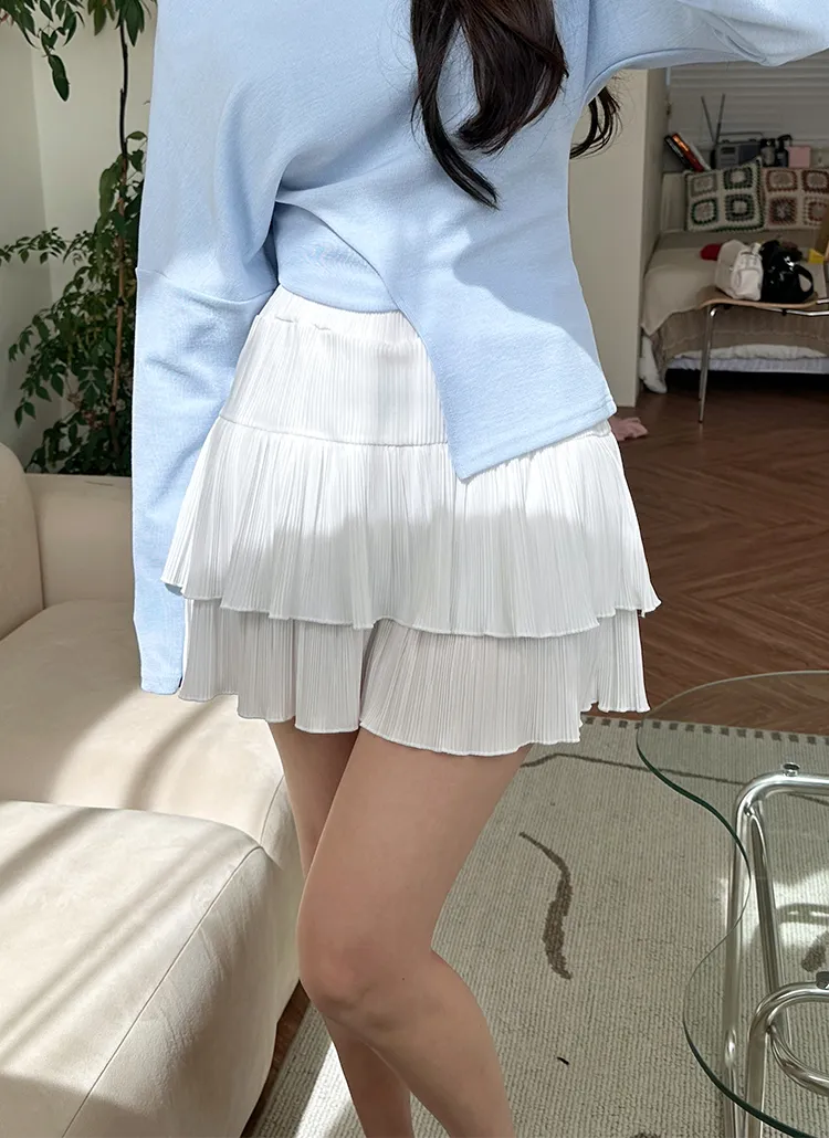 パンツ裏地プリーツティアードスカート | yefit | 詳細画像1