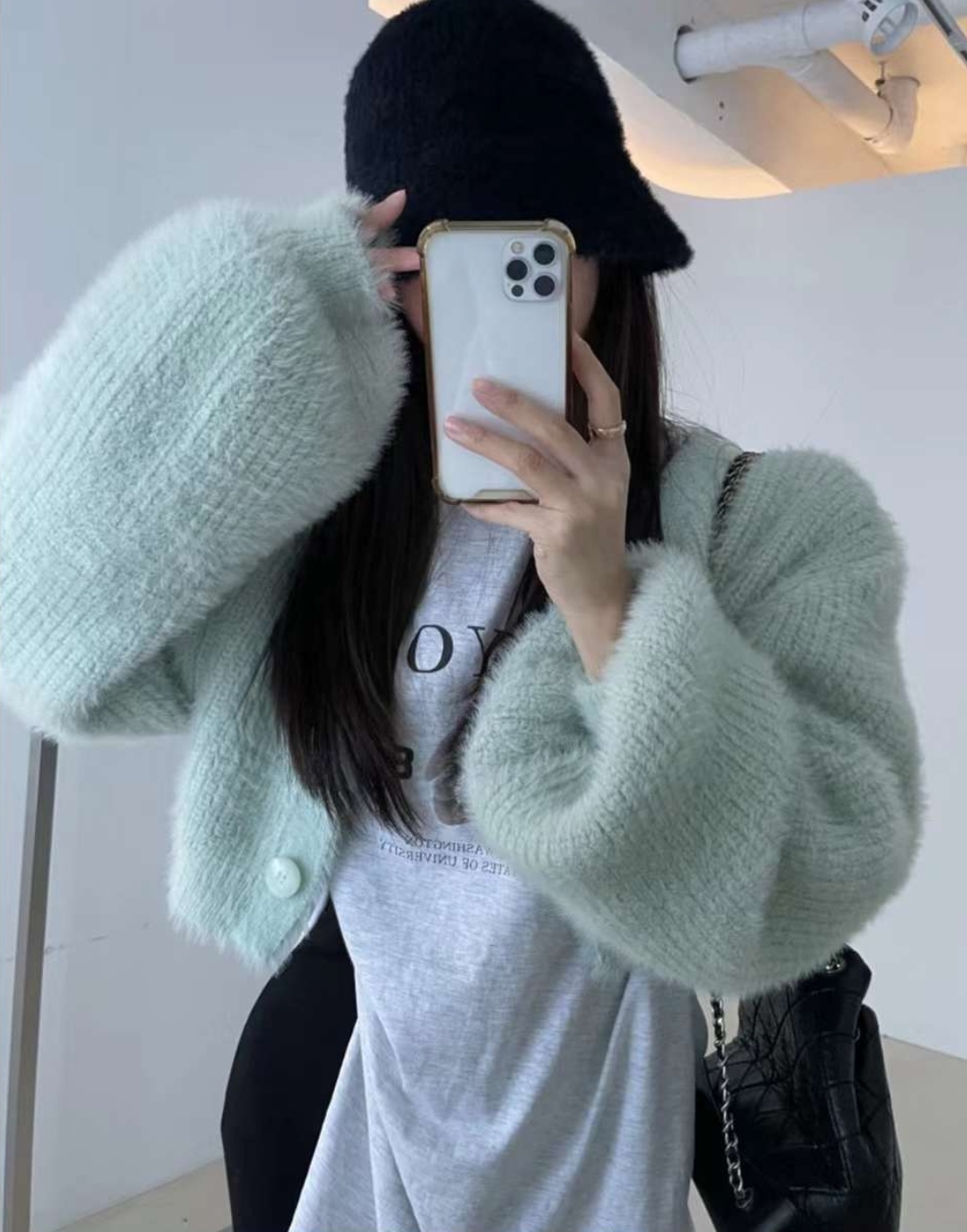 2WAYファータッチクロップドカーディガン | 詳細画像3