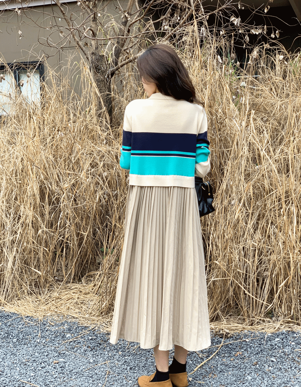 配色カラーニットプリーツワンピース | 詳細画像6