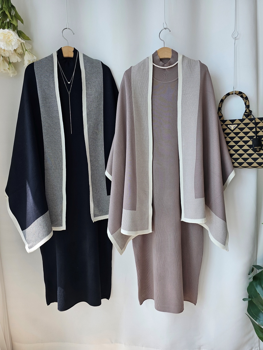 配色ショール付ニットワンピース | 詳細画像23