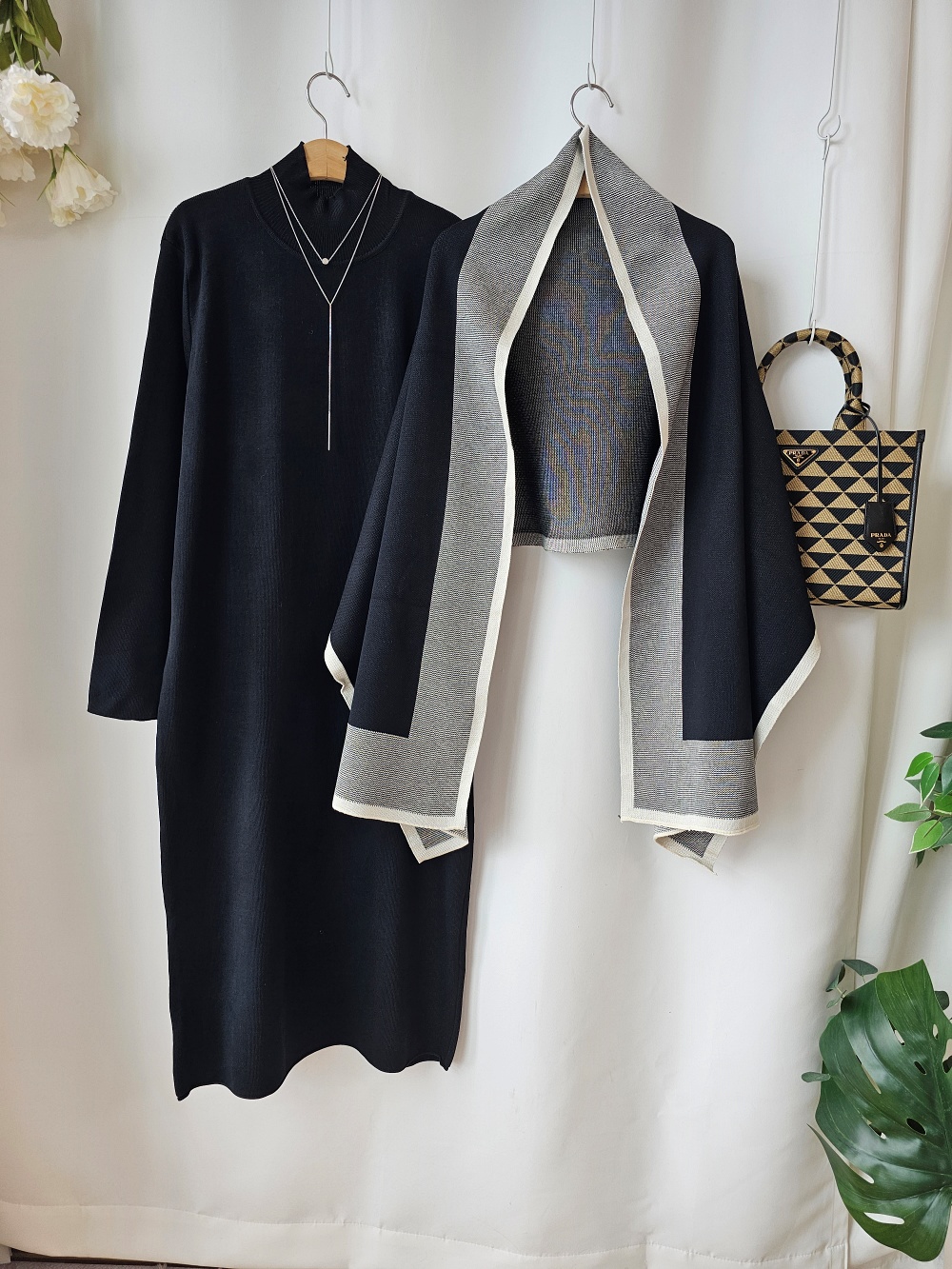 配色ショール付ニットワンピース | 詳細画像24